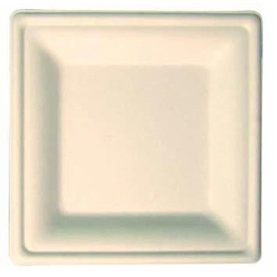 50Pcs - Assiette carrée blanche en pulpe  160x160mm FirstPack - Mathon - 1