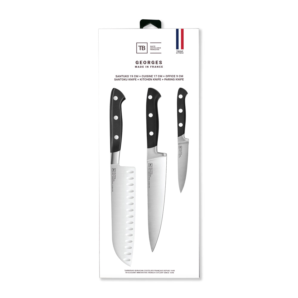 Set de 3 couteaux georges office santoku cuisine Tarrerias Bonjean - Mathon