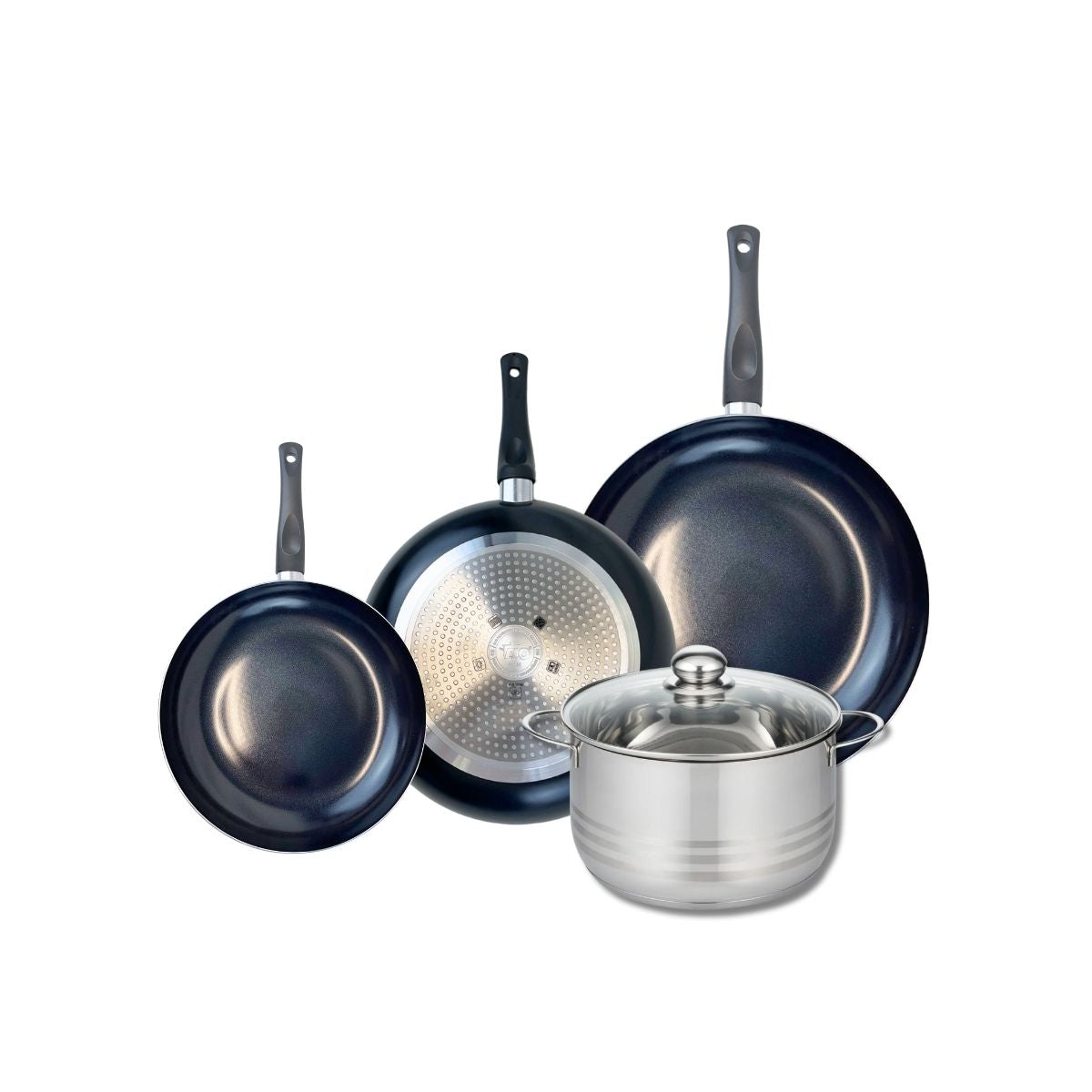 Ensemble de 3 Poêles de cuisson 20, 24 et 28 cm et 1 faitout 20 cm  Prima Brillant Elo - Mathon - 1