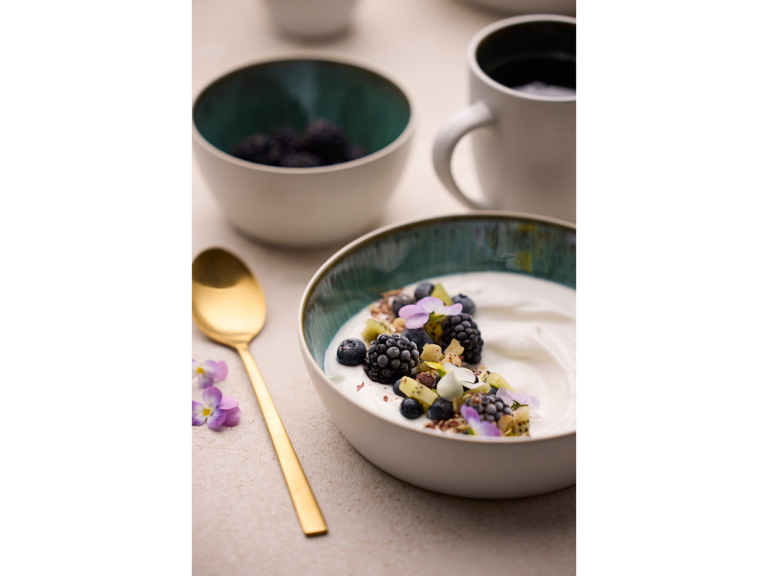 Mug Gastro en Grès Blanc/Vert Bitz - Mathon - 2