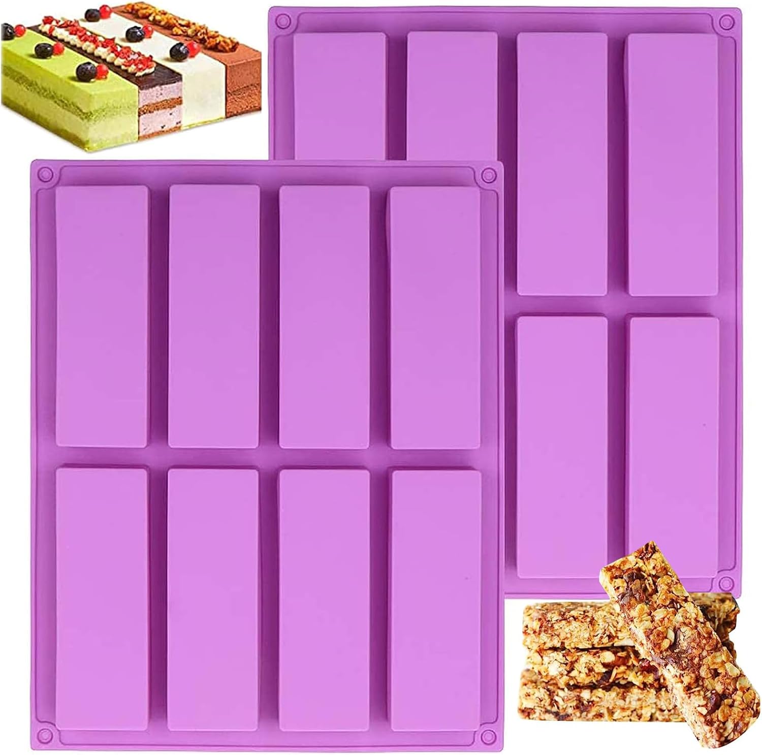 Lot de 2 moules en silicone pour barres de céréales - Violet - 27 x 21,5 cm Vendos85 - Mathon