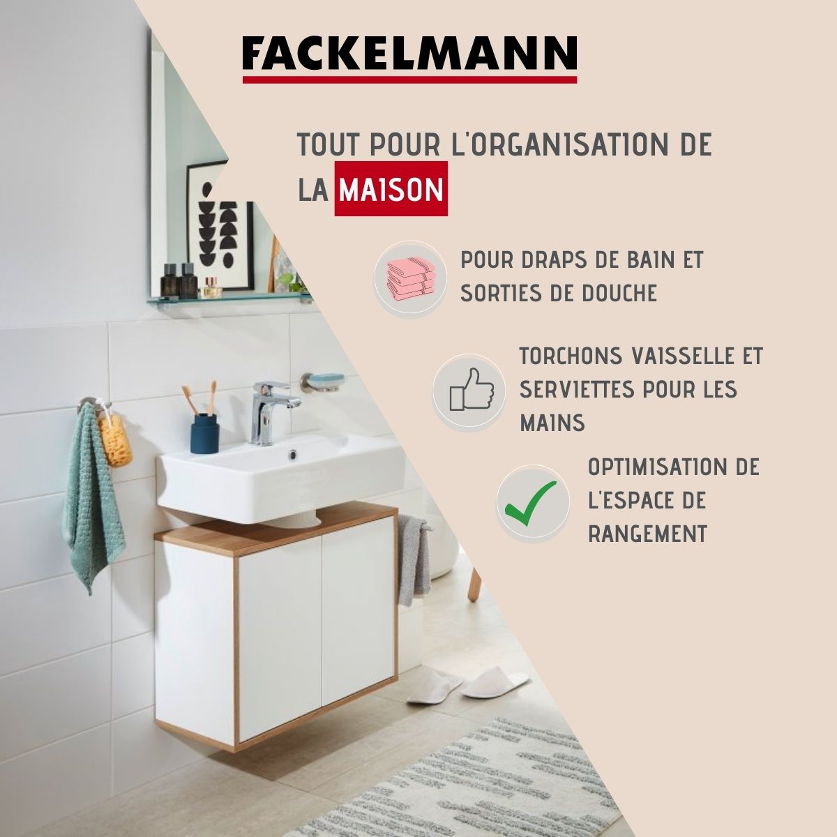 Porte serviette mural double crochet gris chromé  Mare Fackelmann - Mathon - 2