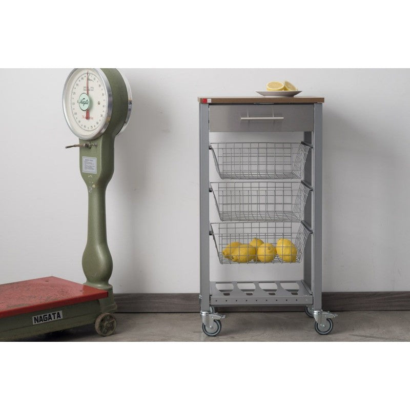 Desserte de cuisine sur roulettes, plan de travail couleur cerisier, onda Don Hierro - Mathon - 6