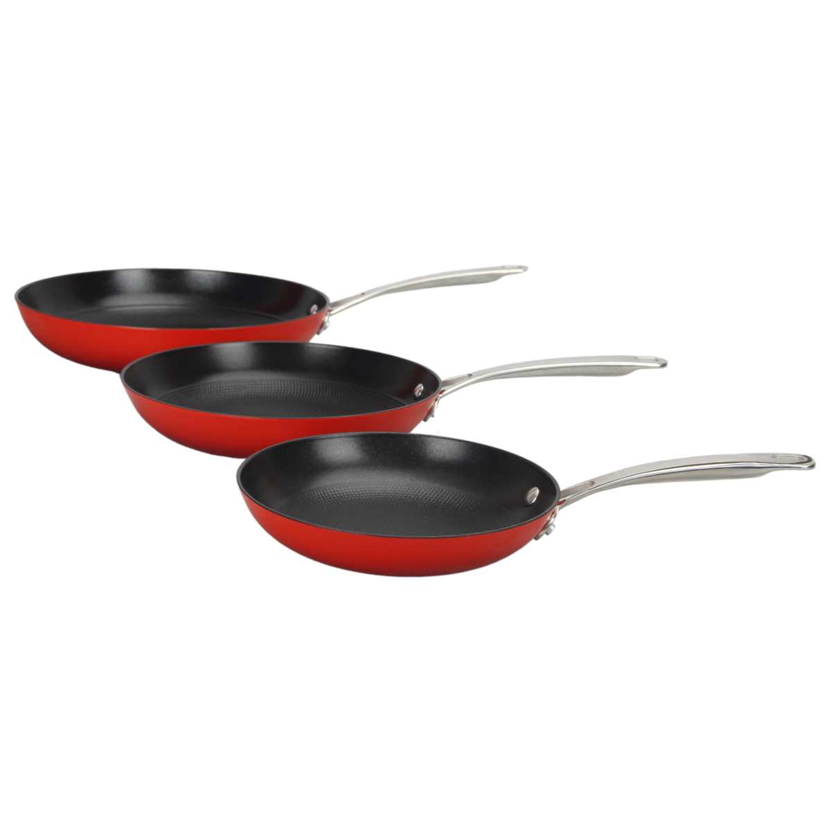 Set de 3 poêles rouge 20/24/28cm - " Red AirIron" Laguiole Cuisson - Mathon - 2