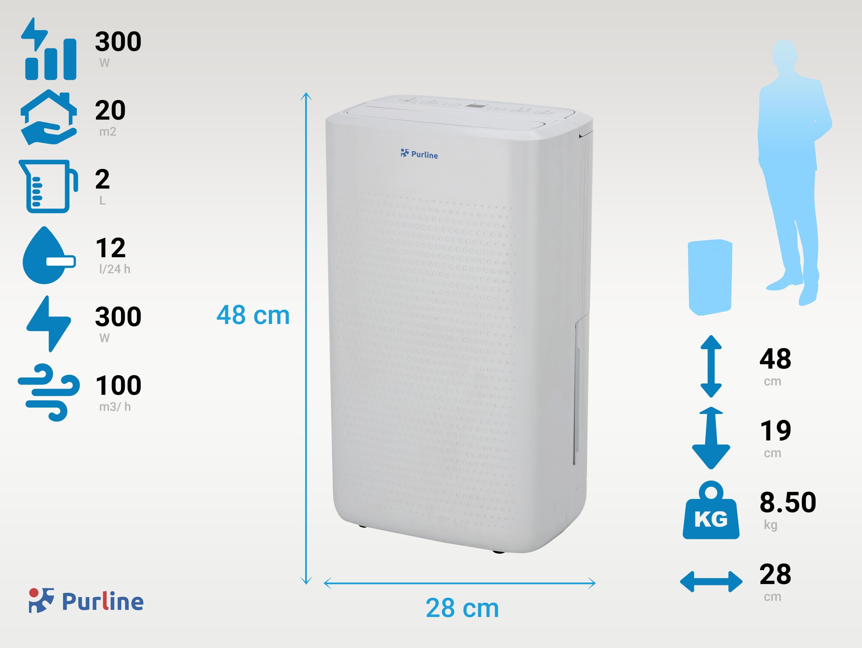 Déshumidificateur avec compresseur 12 l/d Purline - Mathon - 4