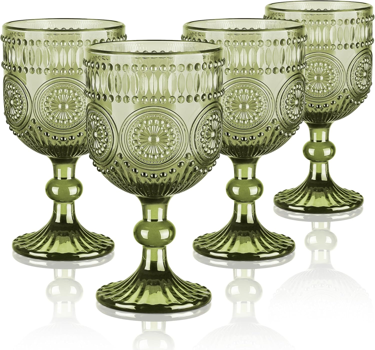 Lot de 4 Verres à Vin Vintage en Relief 350 ml Vendos85 - Mathon