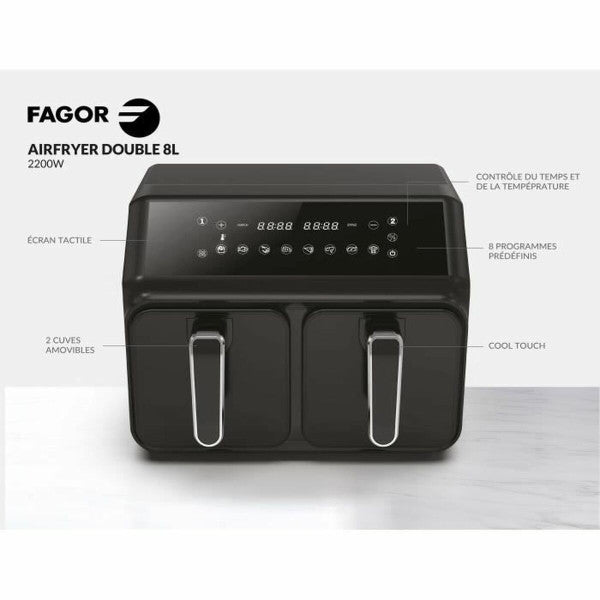 Friteuse à Air Fagor Fg2x4l Noir Noir 2200 W 8 L Fagor - Mathon - 2