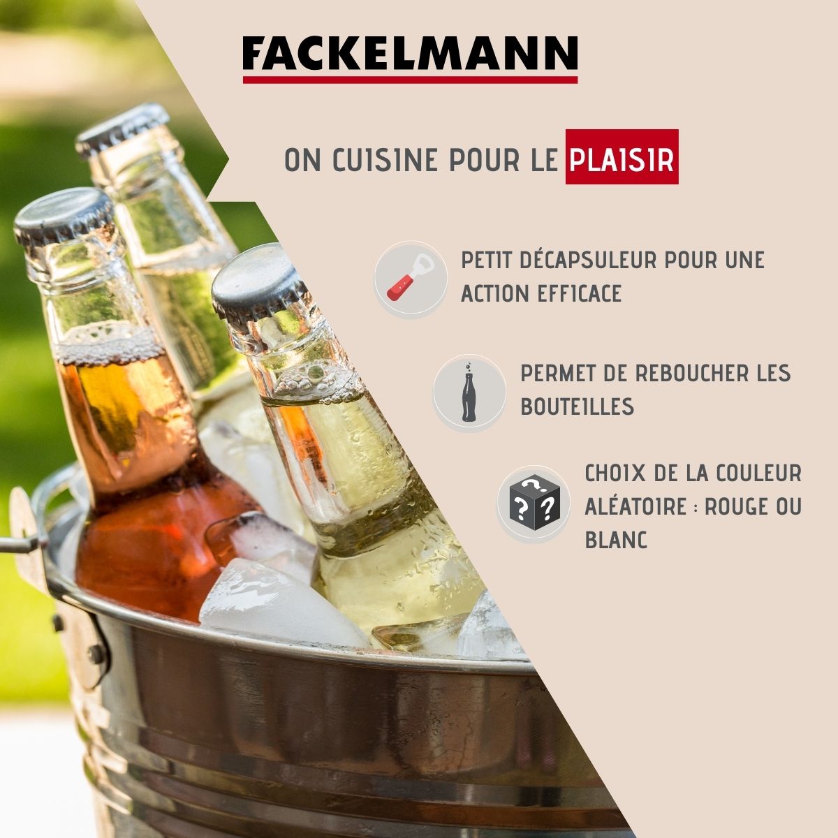 Décapsuleur et rebouche bouteille 2 en 1  Basic Fackelmann - Mathon - 2