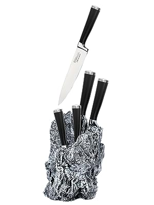 EXCALIBUR® Lot de couteaux en acier inoxydable, 7 pcs, avec porte-couteaux Stoneline - Mathon - 1