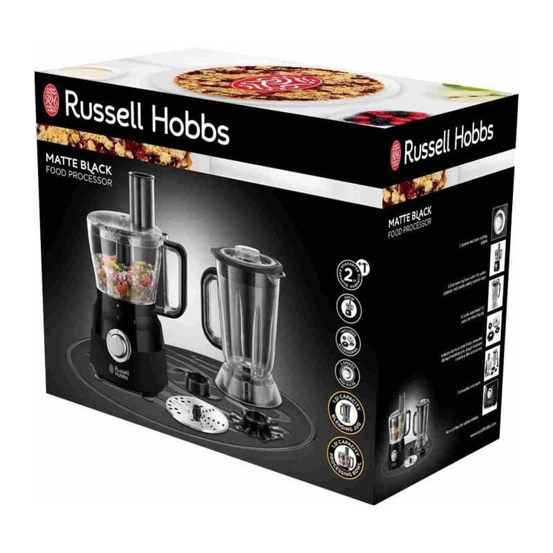 Robot Multifonction -   - Matte Black 24732-56 - 600 W - Bol 2,5 L - Lames Inox - Disque Réversible - Noir Mat Russell Hobbs - Mathon - 2