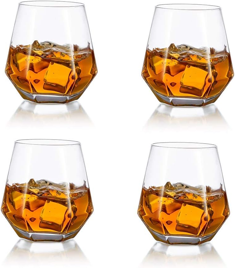4 Verres à Whisky Inclinés Géométriques – Fond Lourd Vendos85 - Mathon