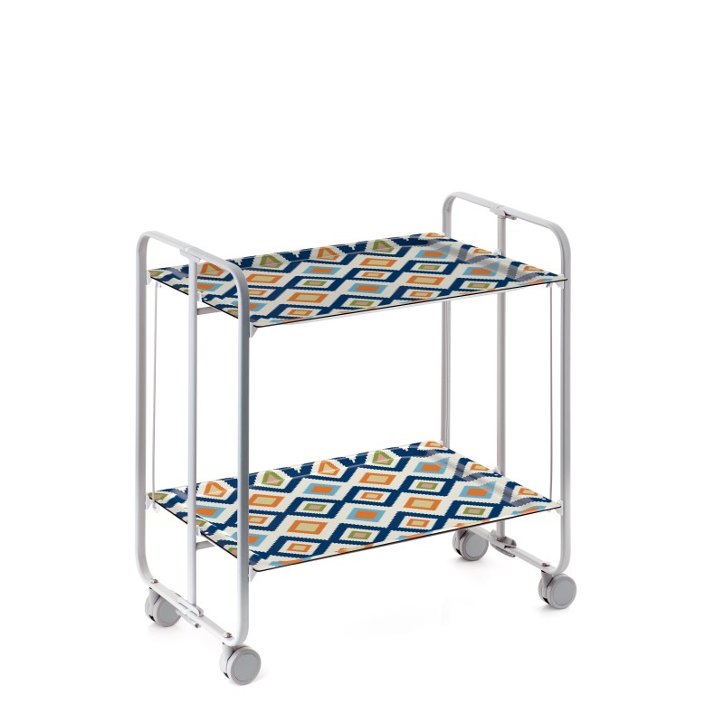 Desserte pliante 2 niveaux avec roulettes – structure gris aluminium, bauhaus Don Hierro - Mathon - 1