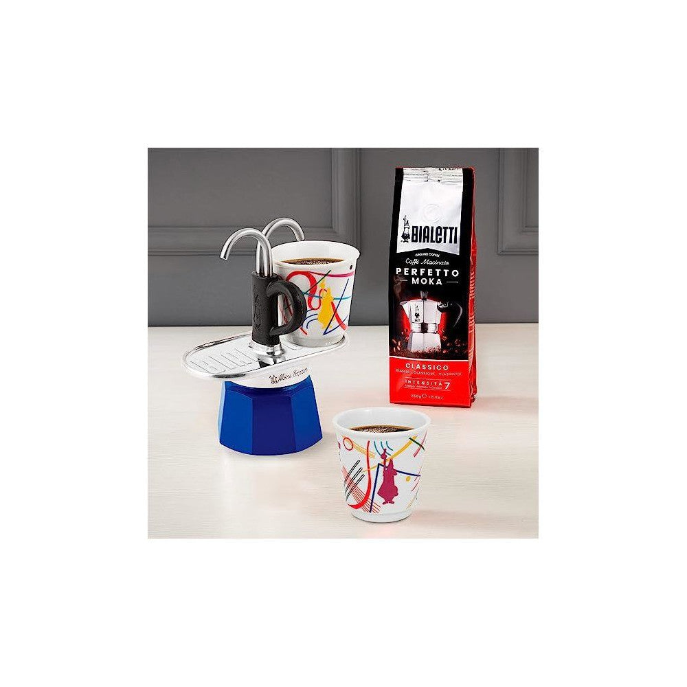 Set Cafetiere Italienne + 2 Tasses -   - Mini-express Kandinsky - 100 Ml - Inox / Bleu Bialetti - Mathon - 3