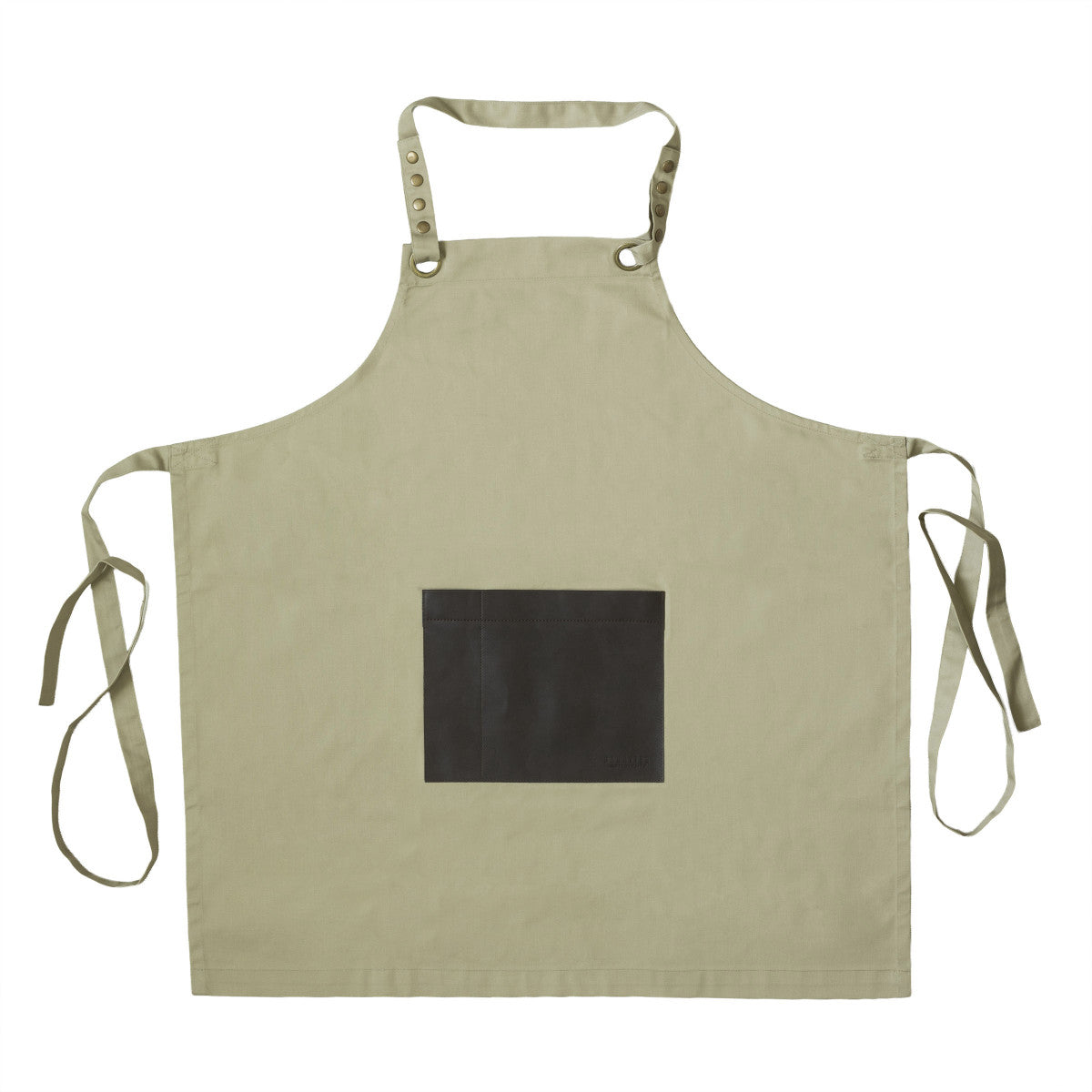 Honoré - Tablier en tissu beige avec poche en simili cuir marron Sabatier Trompette - Mathon - 1