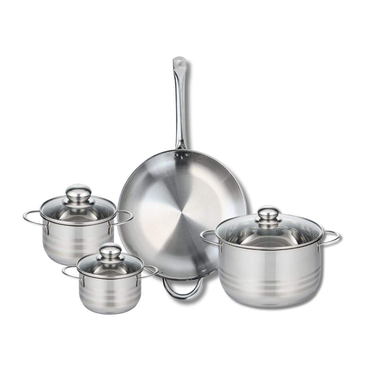 Ensemble de 1 Poêle de cuisson 32 cm et 3 faitouts 14, 16 et 24 cm  Profi Brillant Elo - Mathon - 1