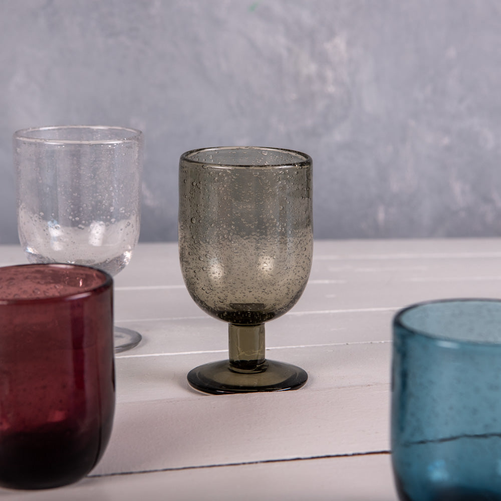 Verre à pied 28 cl Luberon bullé gris (lot de 6) Table passion - Mathon - 2