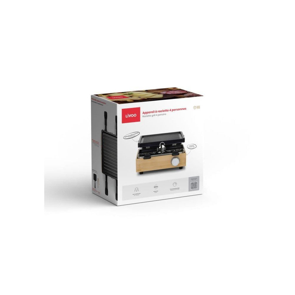Appareil A Raclette 4 Personnes - Livoo - Doc311 - 800w - 4 Personnes - Plateau Grill Amovible Antiadhésif - Thermostat Ajustab Livoo - Mathon - 6