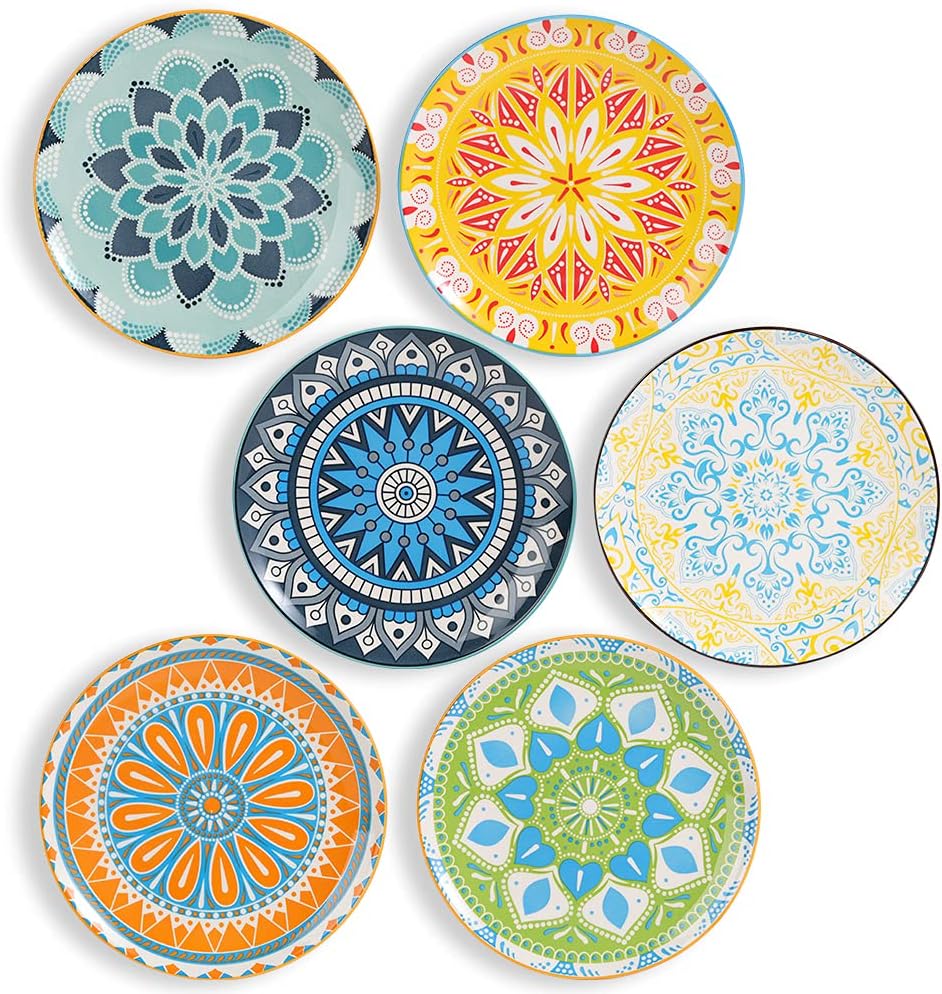 Set 6 Assiettes Plates Céramique Colorée Multifonction 20,3 cm Vendos85 - Mathon