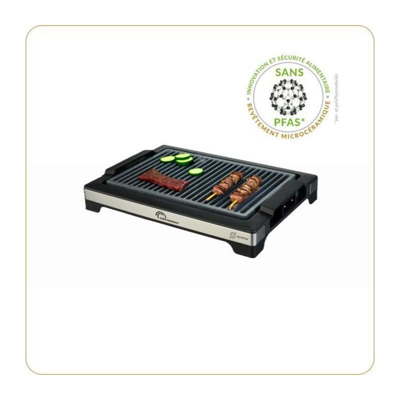 Barbecue électrique Little Balance - Easy Nopifas - Surface De Cuisson 38 X 25 Cm - Revetement Microcéramique Sans Pfas - 2000 Little Balance - Mathon - 4