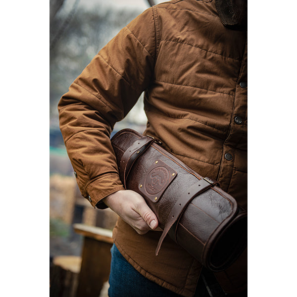 Trousse à couteaux artisanale en cuir 5 emplacements chocolat Witloft - Mathon - 3