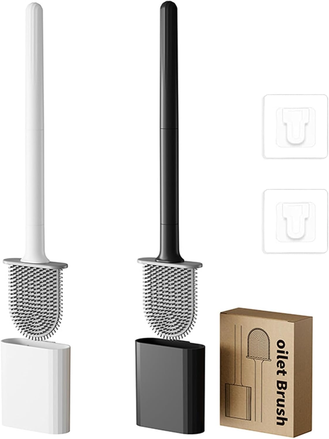 Brosse WC Silicone Noire avec Support Mural Vendos85 - Mathon