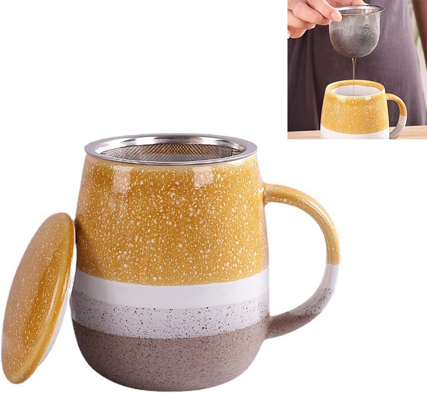 Mug en céramique 400 ml avec couvercle et passoire Vendos85 - Mathon