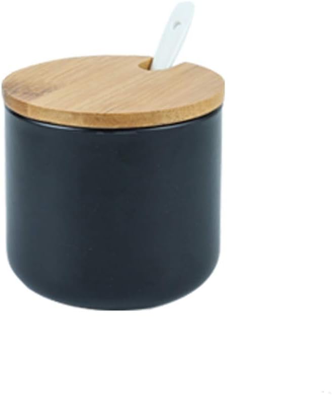 Pot à épices en céramique 260 ml avec couvercle bambou noir Vendos85 - Mathon