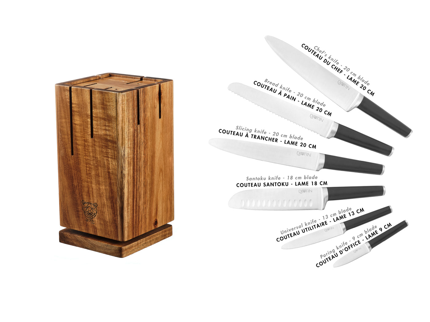 Lot de 7 couteaux de cuisine en inox noir D Björn - Mathon - 3