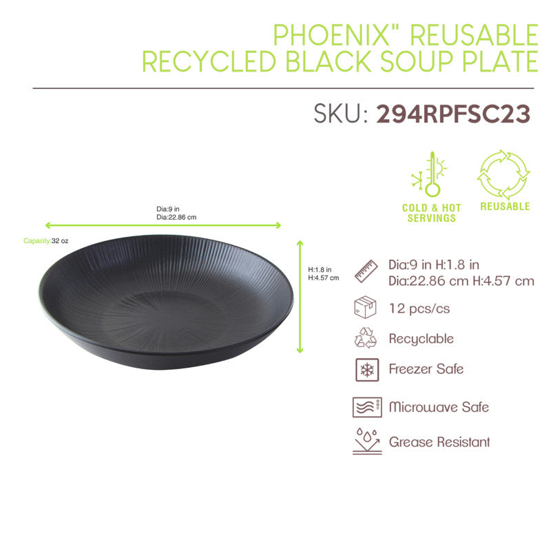 12Pcs - Black Phoenix assiette creuse noire ré-employable   H46mm 950ml FirstPack - Mathon - 3