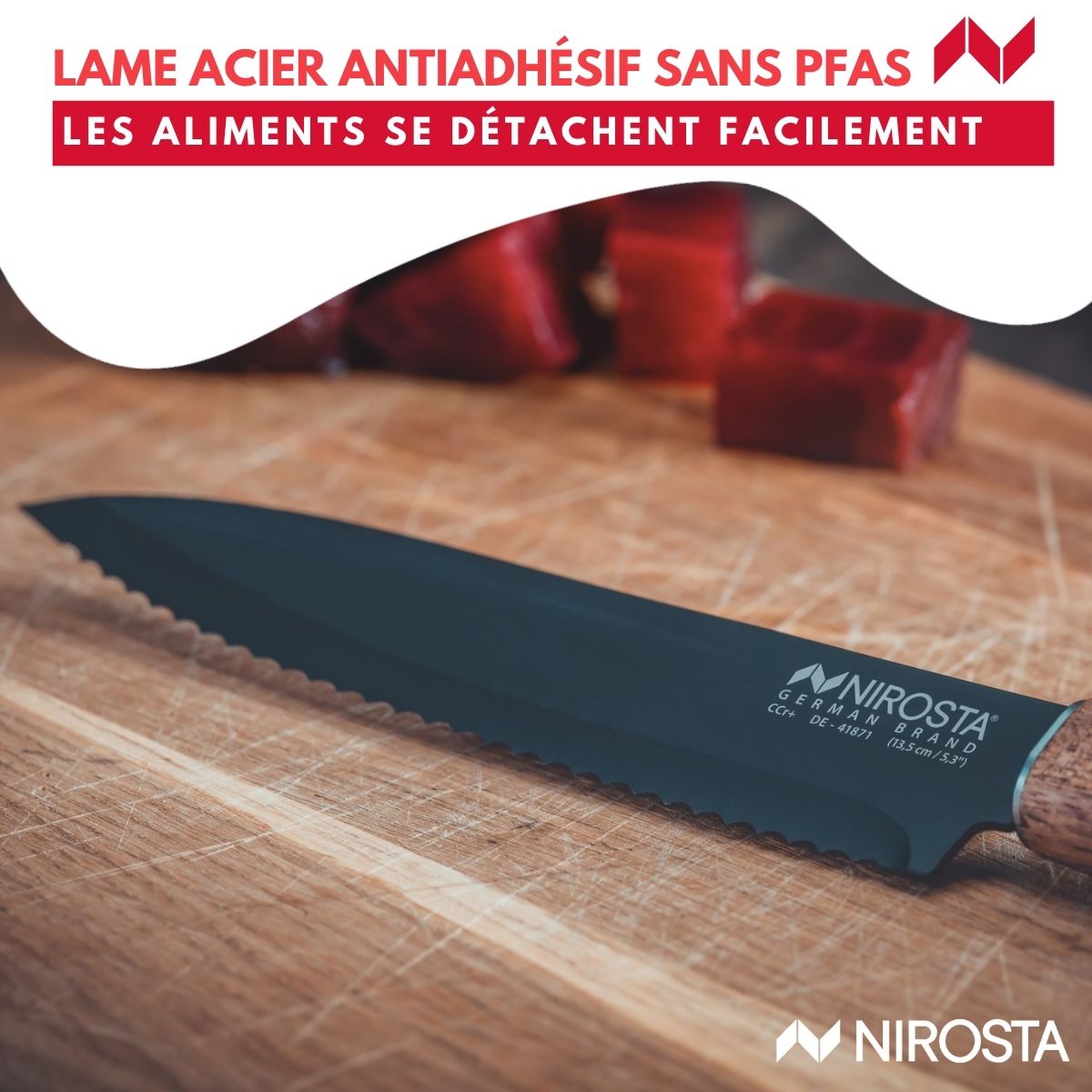 Couteau de cuisine lame crantée 24 cm  Flow Nirosta - Mathon - 5