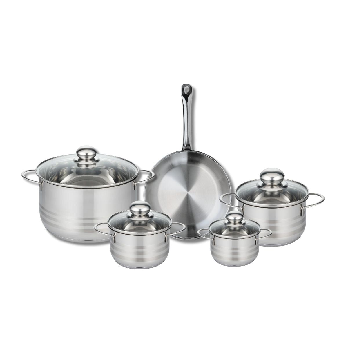 Ensemble de 1 Poêle de cuisson 24 cm et 4 faitouts 12, 14, 16 et 24 cm  Profi Brillant Elo - Mathon - 1