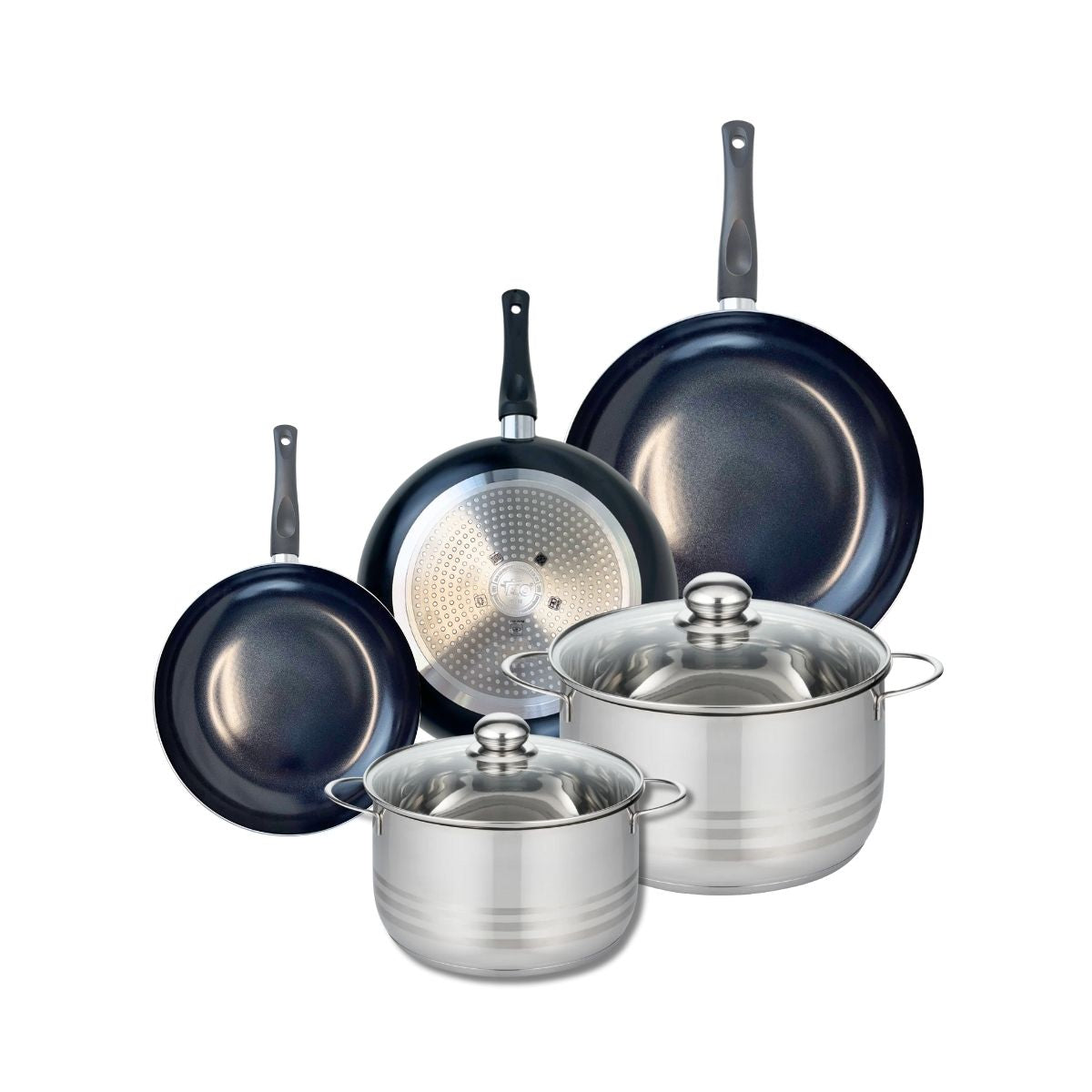 Ensemble de 3 Poêles de cuisson 20, 24 et 28 cm et 2 faitouts 20 et 24 cm  Prima Brillant Elo - Mathon - 1