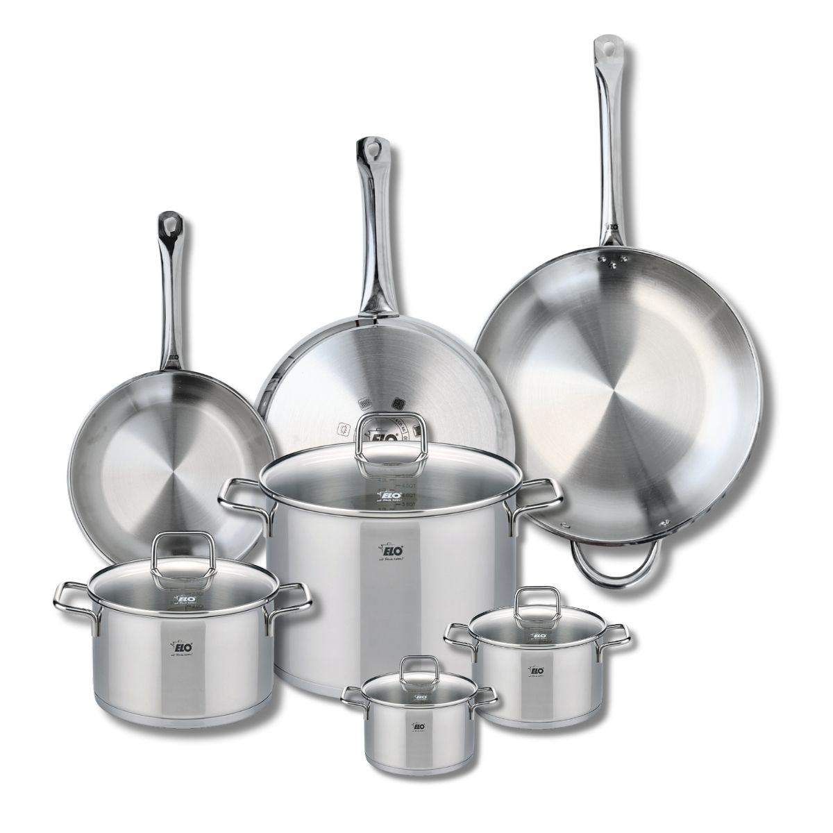 Ensemble de 3 Poêles de cuisson 24, 28 et 32 cm et 4 faitouts 12, 14, 20 et 26 cm  Profi Citrin Elo - Mathon - 1