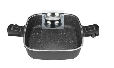 Poêle carrée Imagination PLUS 24 x 24 cm, avec poignées amovibles et couvercle en verre arômatiseur Stoneline - Mathon - 2