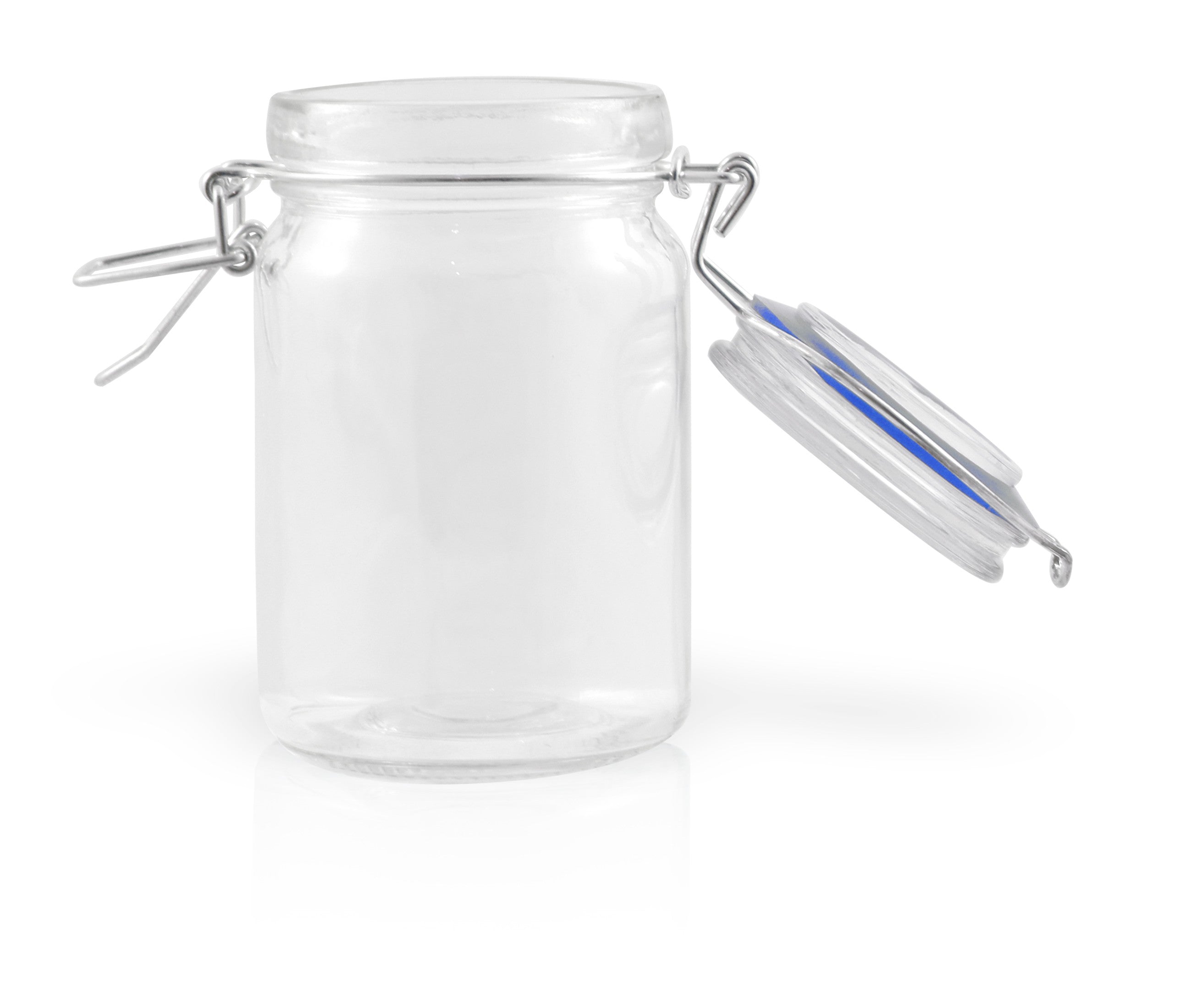 12Pcs - Mini bocal en verre avec joint silicone bleu foncé   H119,2mm 200ml FirstPack - Mathon - 1