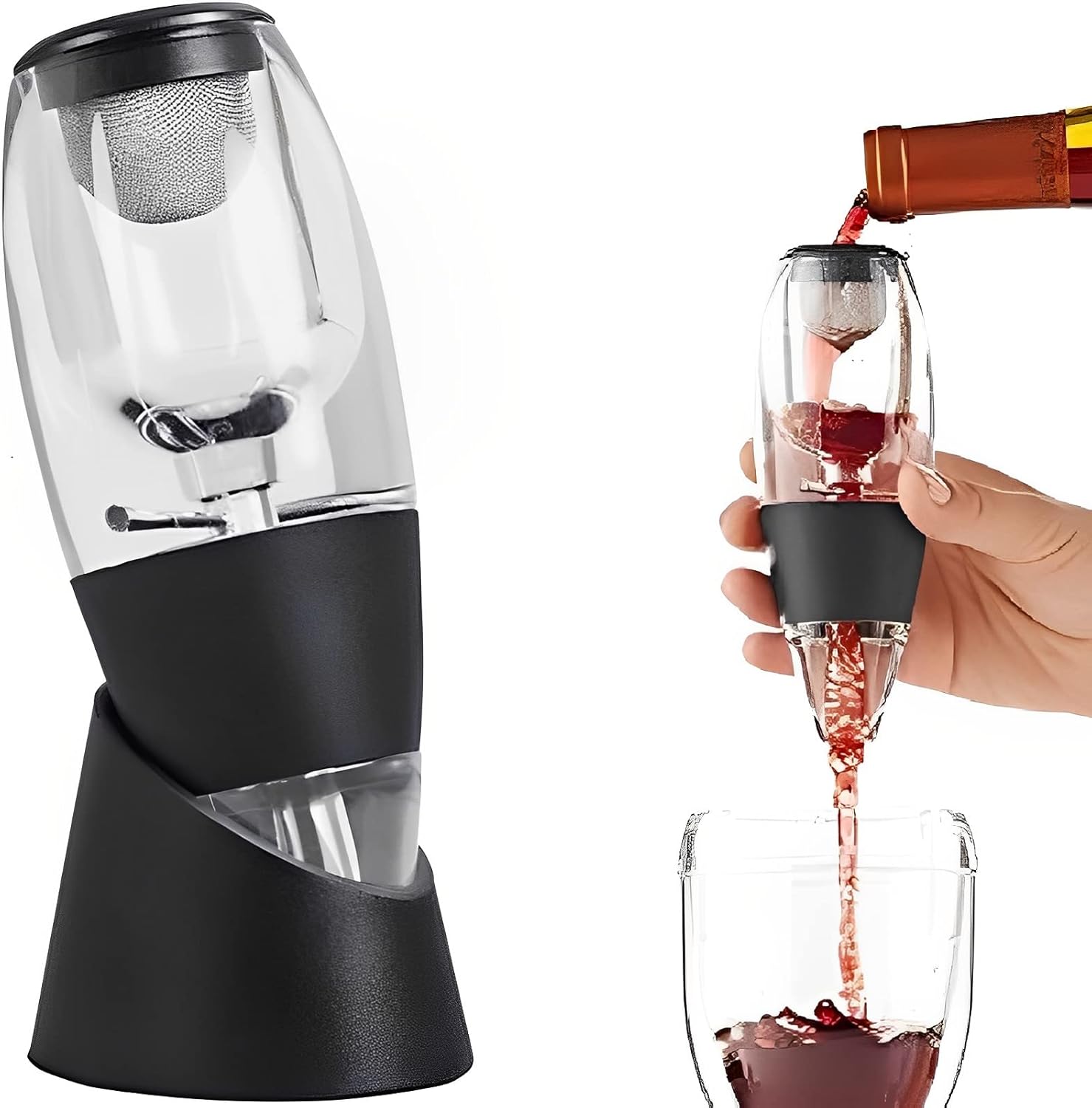 Décanteur et aérateur à vin en verre – Noir Vendos85 - Mathon
