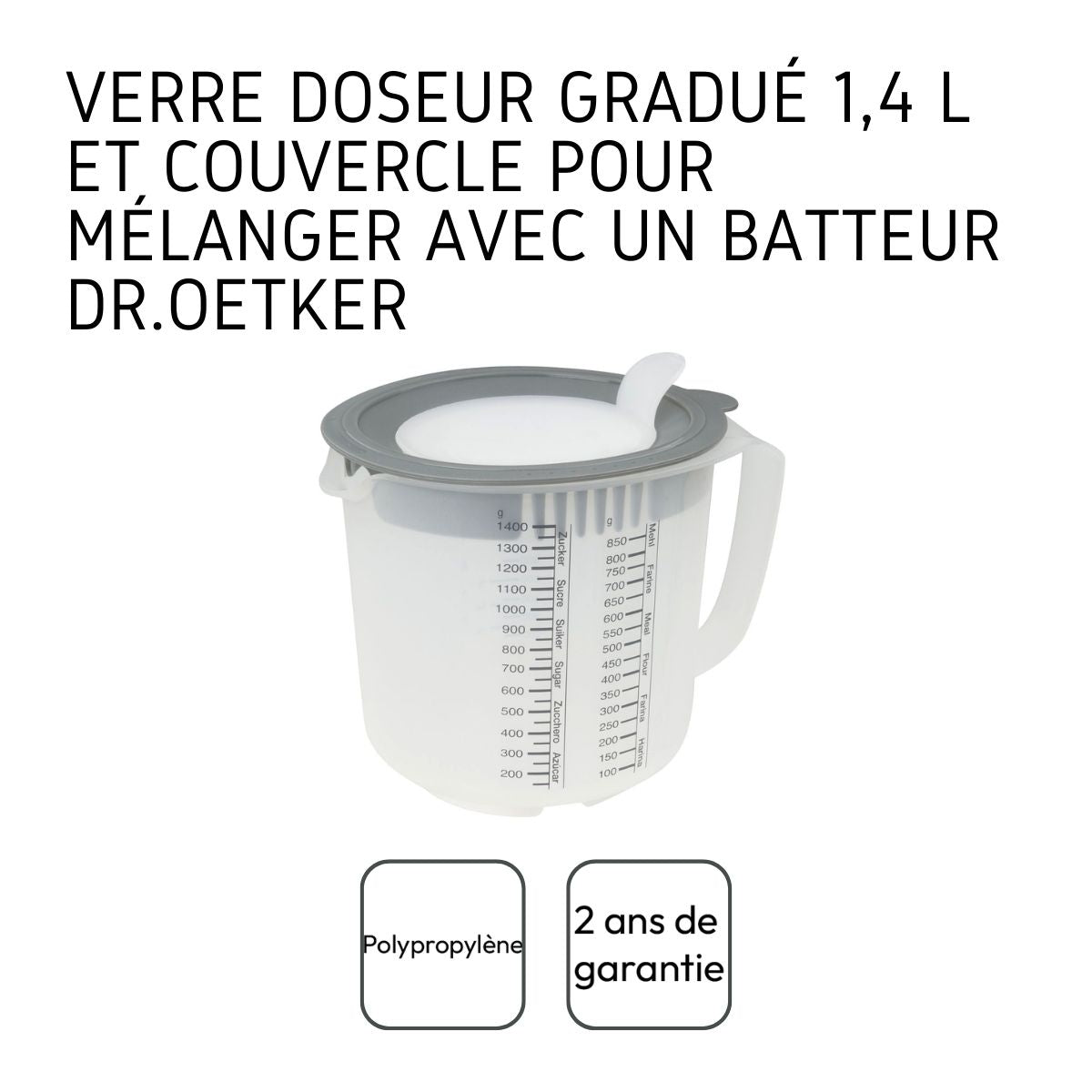 Verre mélangeur et doseur en plastique de 1,4 litre Dr. Oetker - Mathon - 4