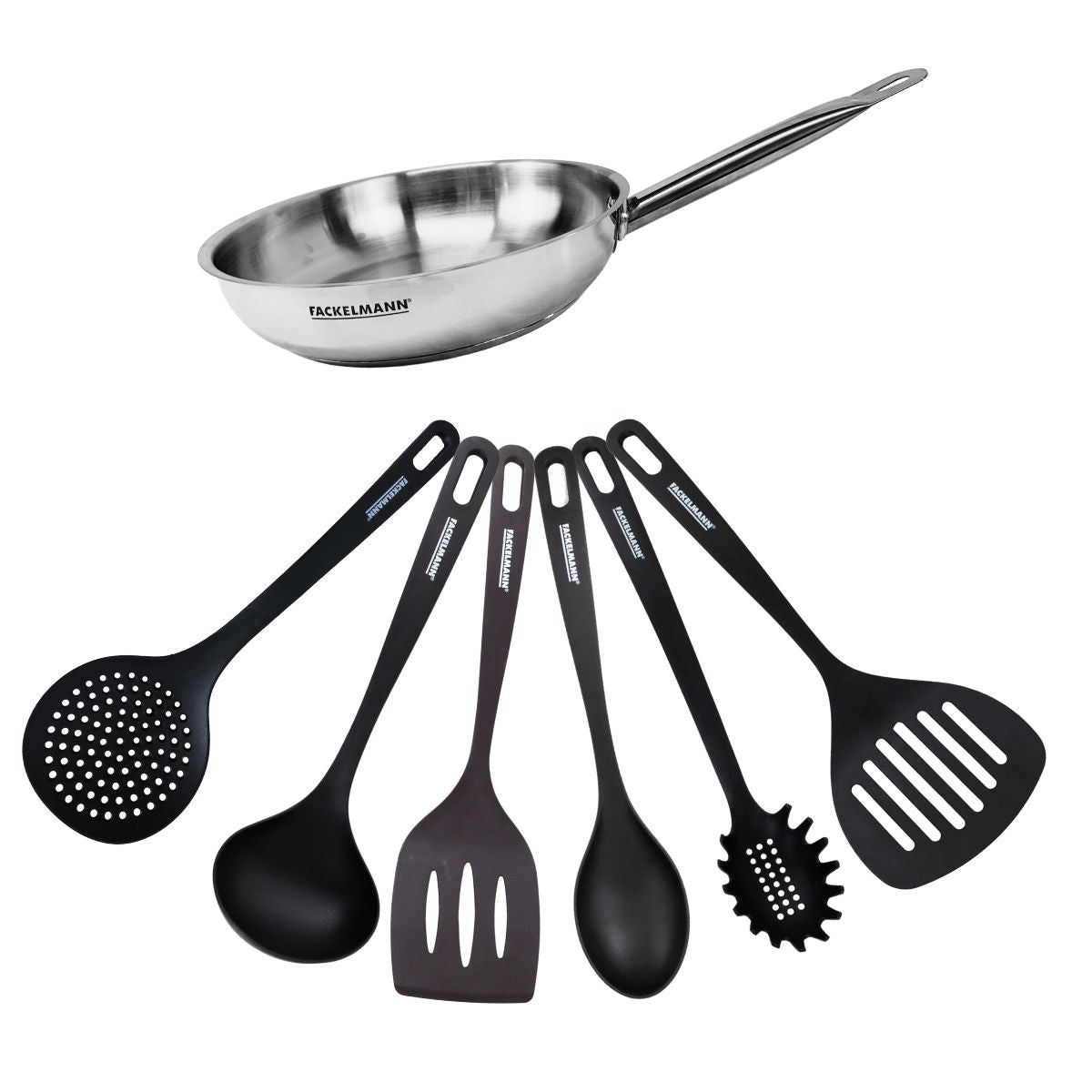 Set de 1 poêle 24 cm en inox et 6 ustensiles  Eterna Fackelmann - Mathon - 1