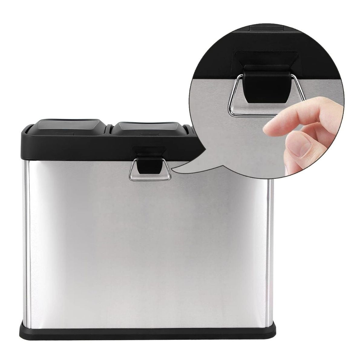 Poubelle de tri 3 bacs de 15L à pédale gris argenté Calicosy - Mathon - 6