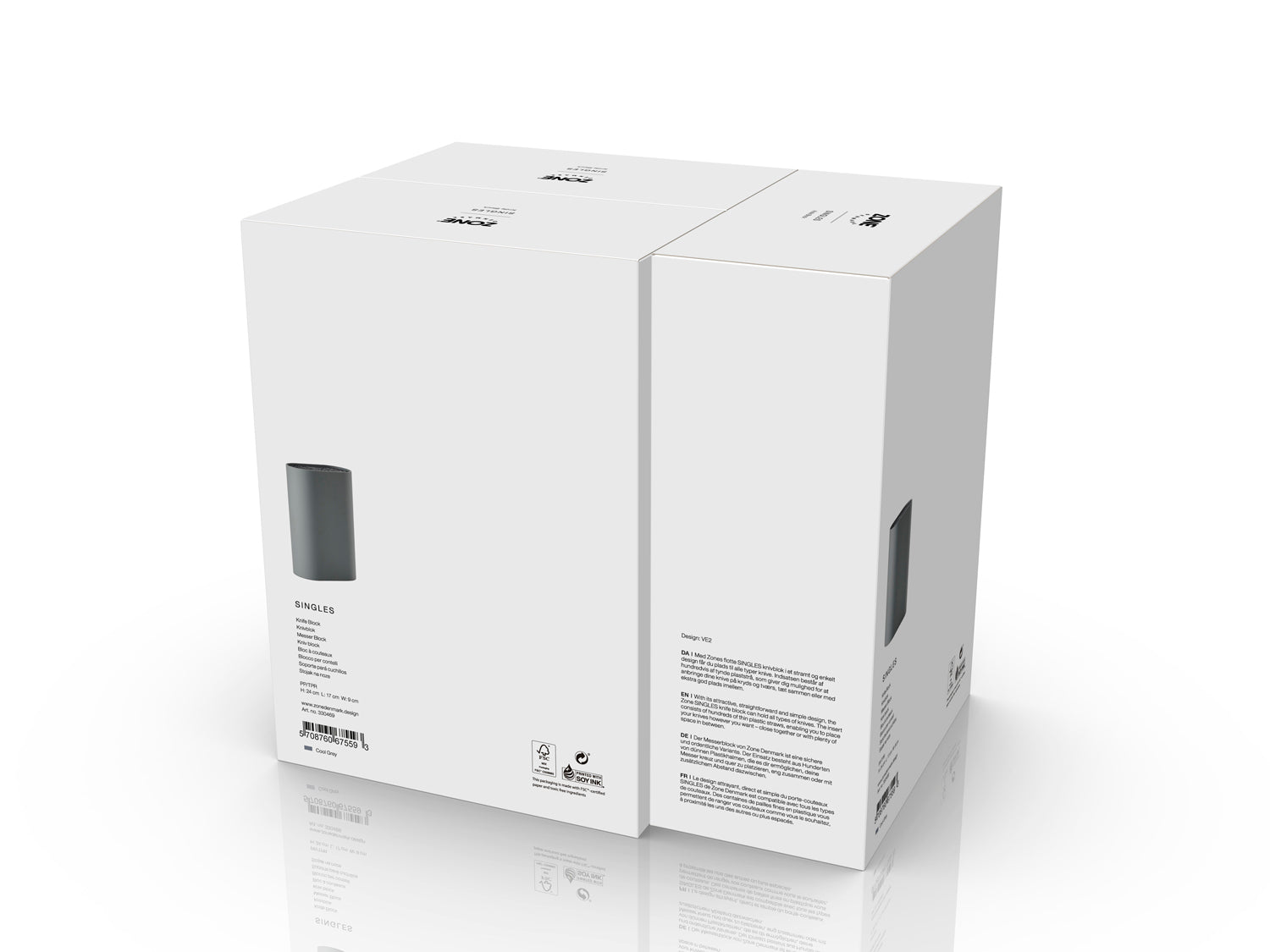 Bloc couteaux SINGLES en polypropylène et élastomère thermoplastique Gris froid Zone Denmark - Mathon - 5