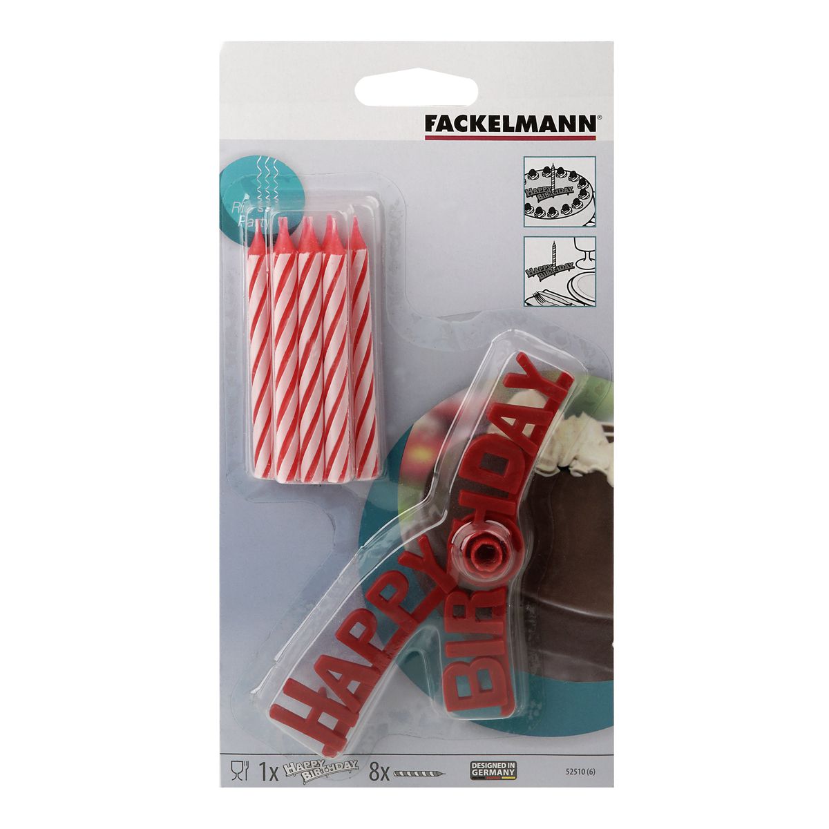 Set support "happy birthday" et 8 bougies d