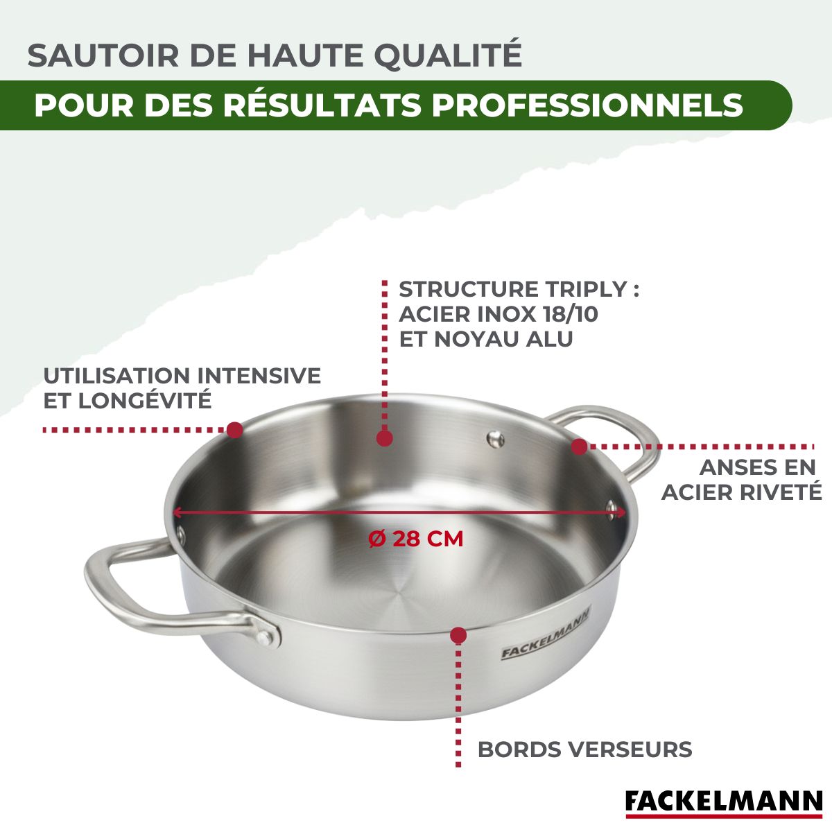 Sautoir 28 cm en inox 18/10 Triply  Vita3 Fackelmann - Mathon - 7