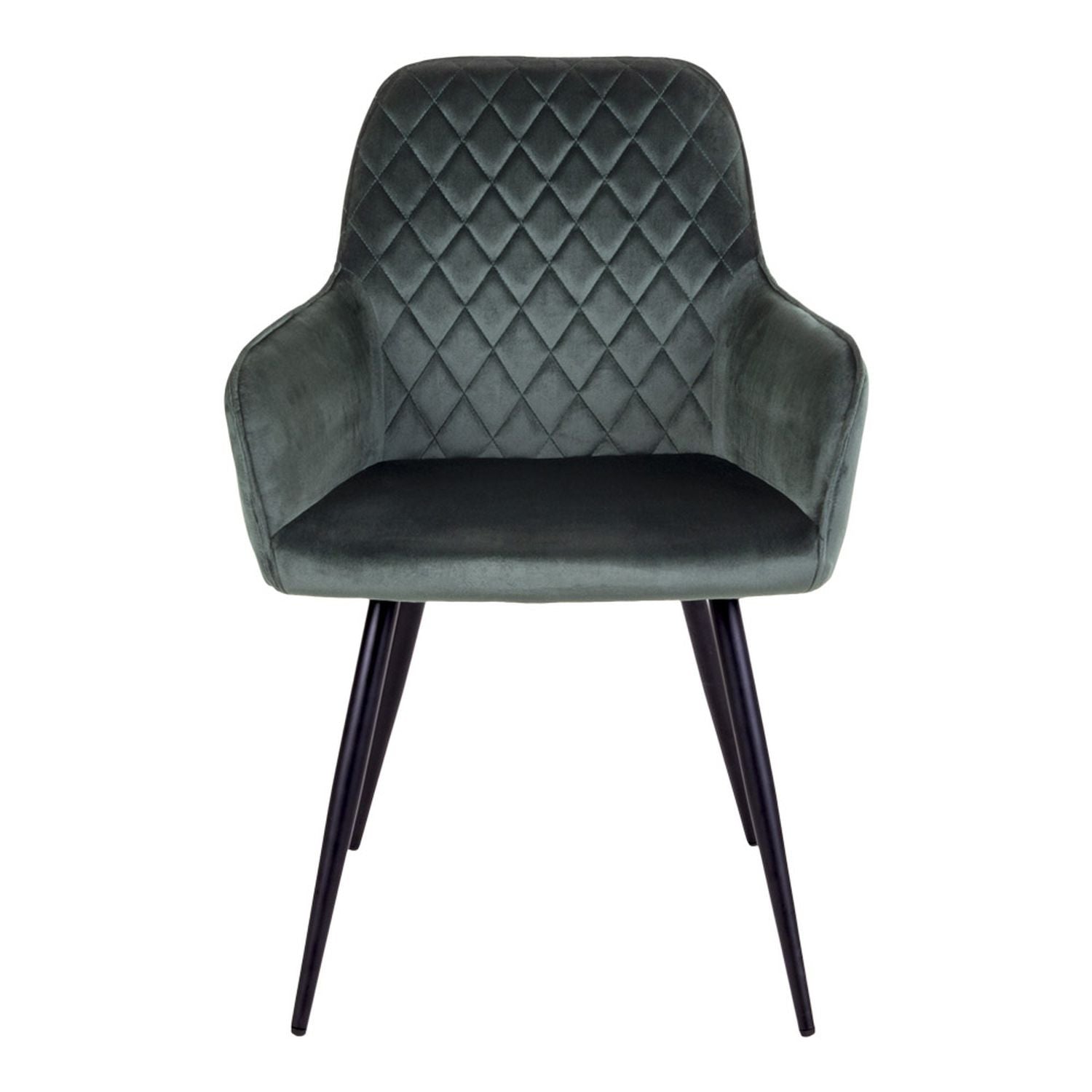 Chaise de salle à manger à accoudoirs en velours vert avec pieds noirs House Nordic - Mathon