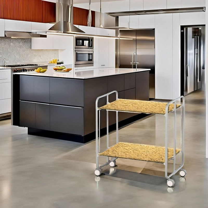 Desserte pliante 2 niveaux avec roulettes – structure gris aluminium, bauhaus Don Hierro - Mathon - 2