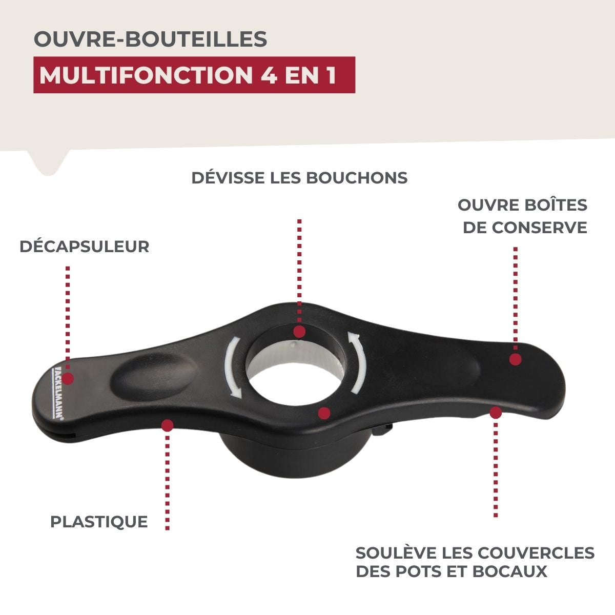 Ouvre bouteille 4 en 1 Fackelmann - Mathon - 4