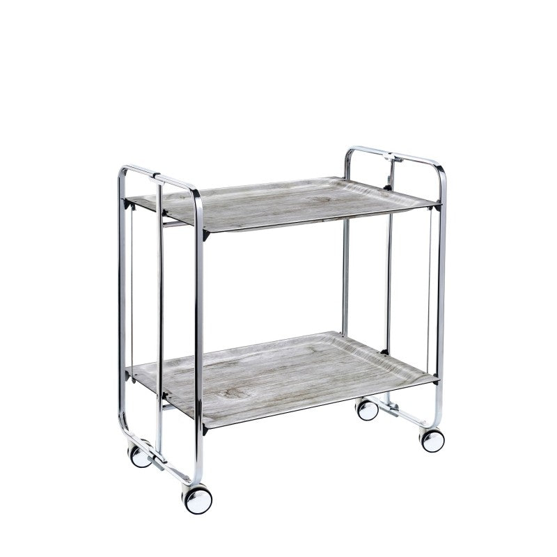 Desserte pliante 2 niveaux avec roulettes – structure chromée, bauhaus Don Hierro - Mathon - 1