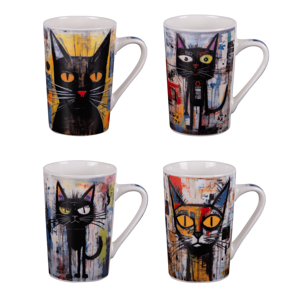 Coffret de 4 mugs Street Cat 35 cl Table passion - Mathon