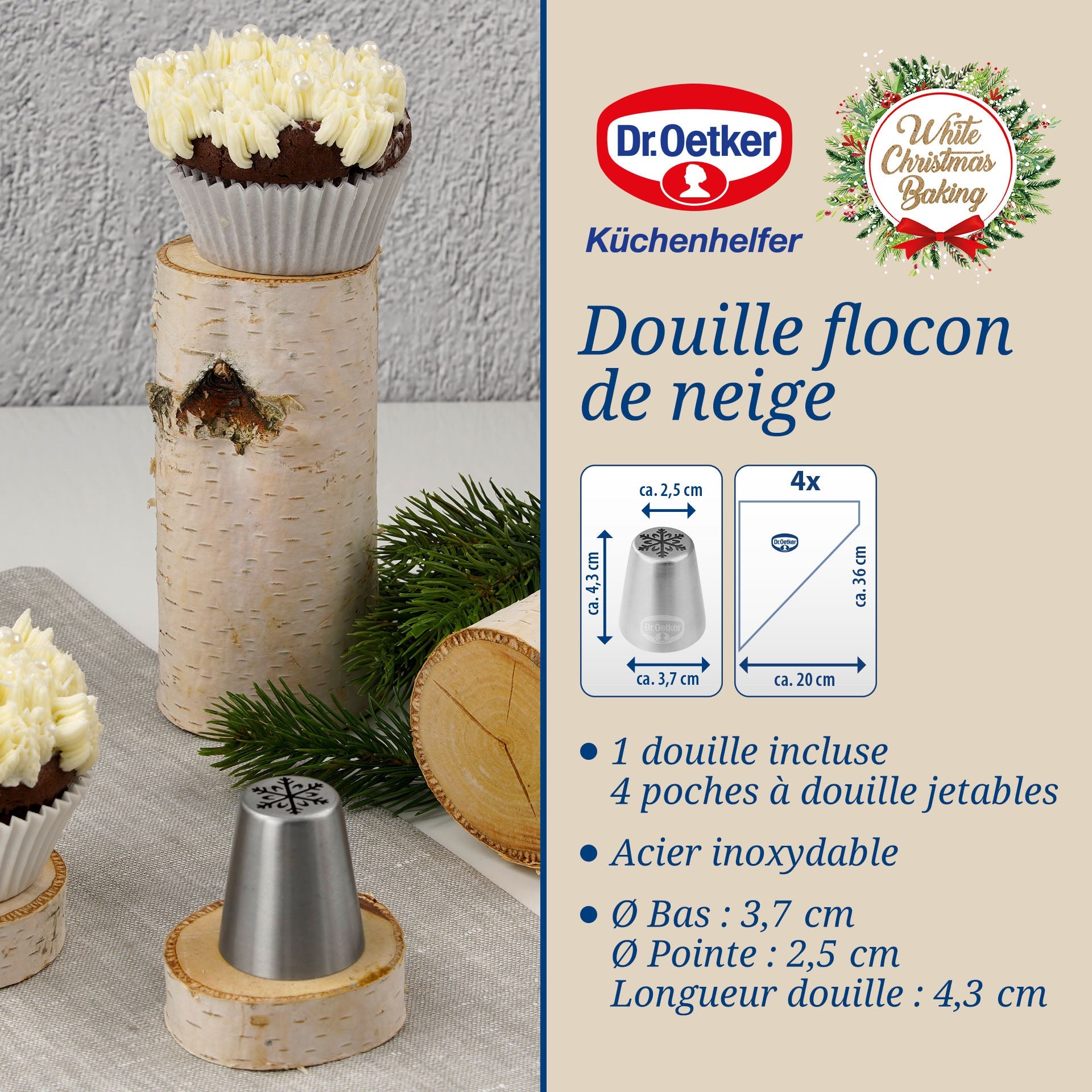 Ensemble de 8 poches à douille et embout flocon de neige en inox  Baker Edition Dr. Oetker - Mathon - 2