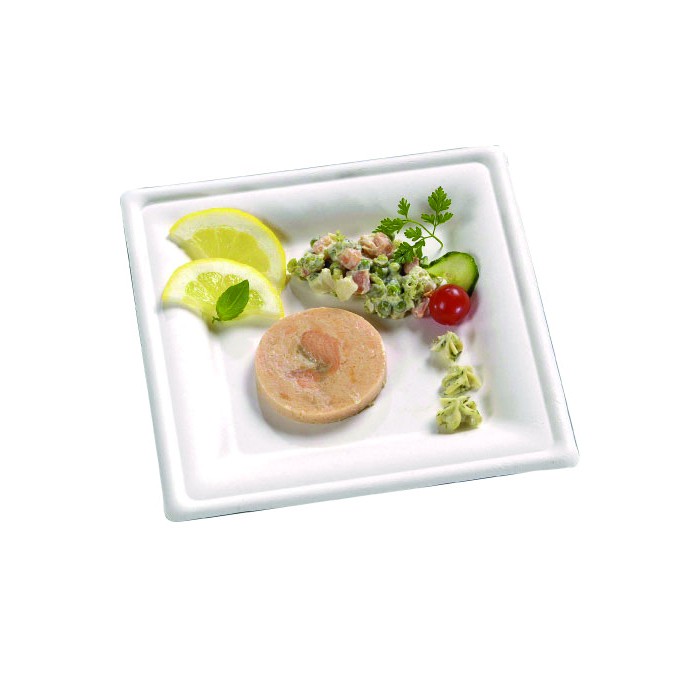 Assiette pulpe carrée blanche 20 x 20 cm - 10 unités FirstPack - Mathon