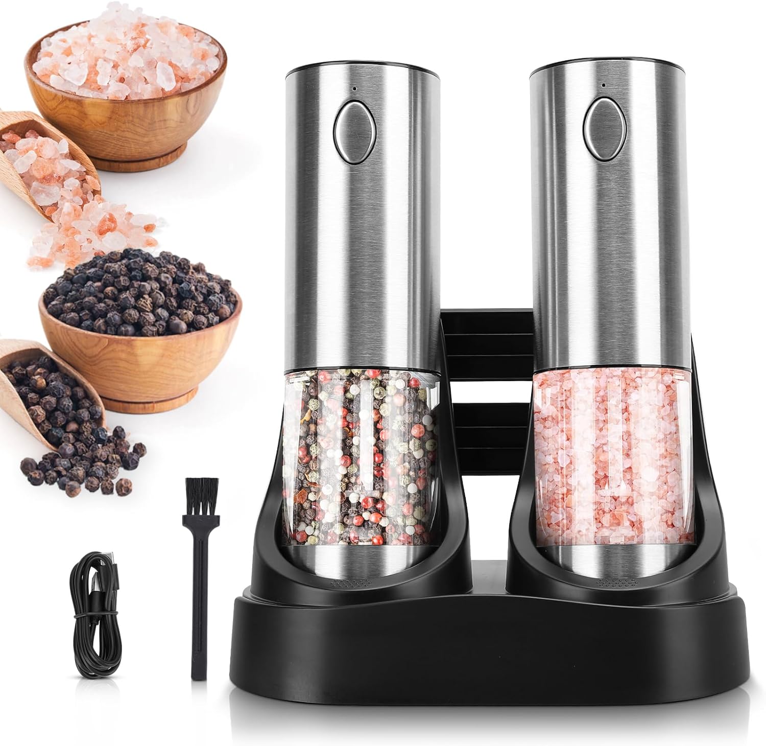 ensemble de 2 moulins à sel et à poivre électriques rechargeables Vendos85 - Mathon